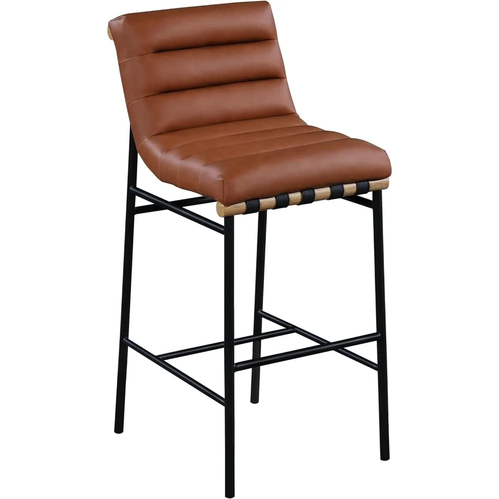 846Cognac-C Burke Collection Modern | Contemporary Bar Stool with Soft Cognac Vegan Leather, Cognac