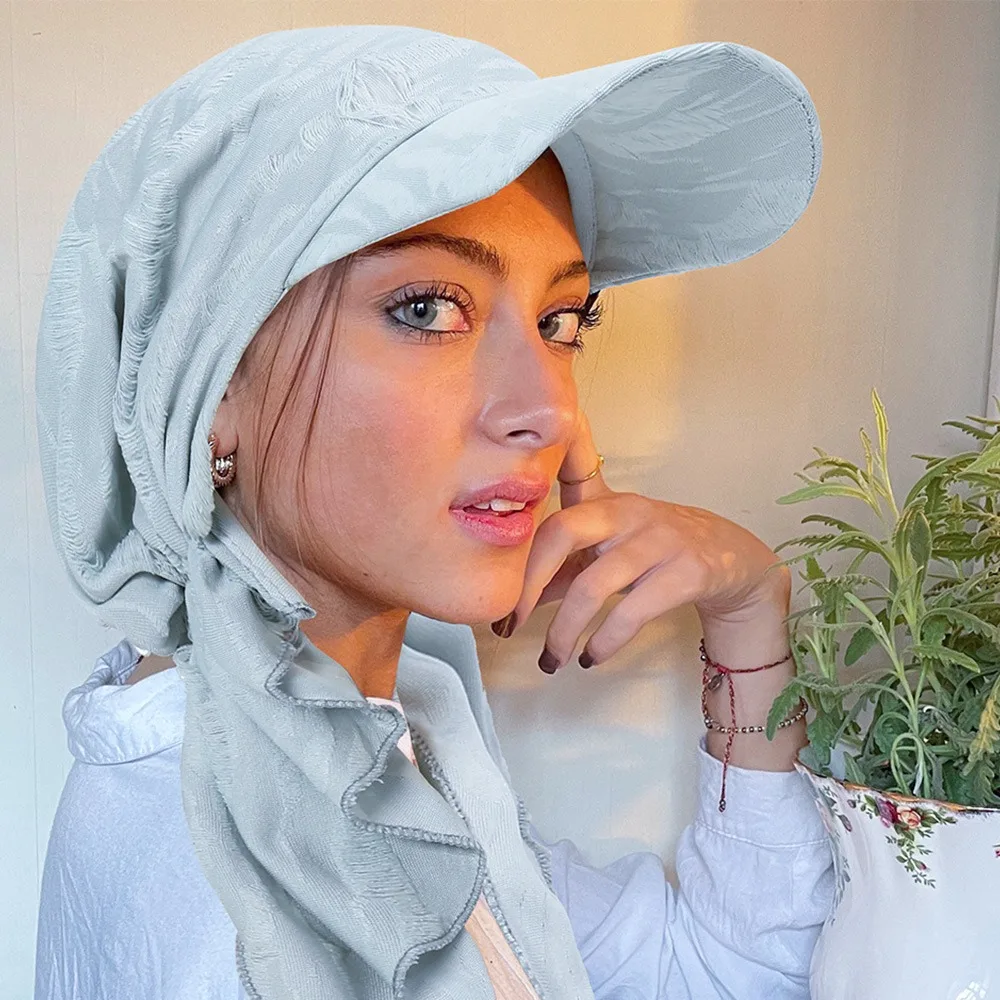 

Повседневная тюрбанная шаль, дизайнерская бейсболка-тюрбан, дышащая мягкая шляпа от солнца из полиэстера с предварительно завязанной банданой, женская шляпа с полями
