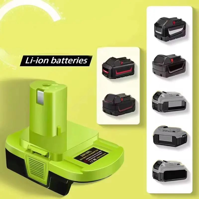 DM18RL conversion battery adapter for Dewalt 20v and Milwaukee 18V lithium batteries, convertible for Ryobi power tool drills