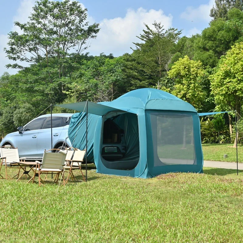 Factory Wholesale Easy Set Up PU2000mm Double Layer Car Rear Tents Double Door Design Camping SUV Tailgate Tent