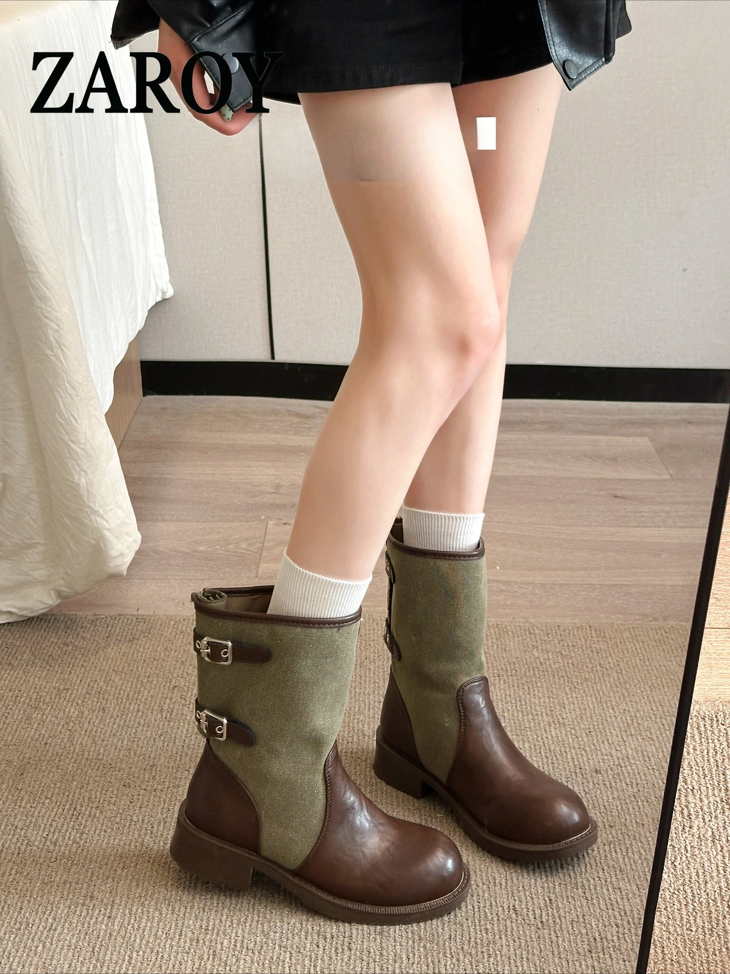 【Outlet Clearance】Women's 2026 new autumn super hot patchwork mid-calf boots and ankle boots