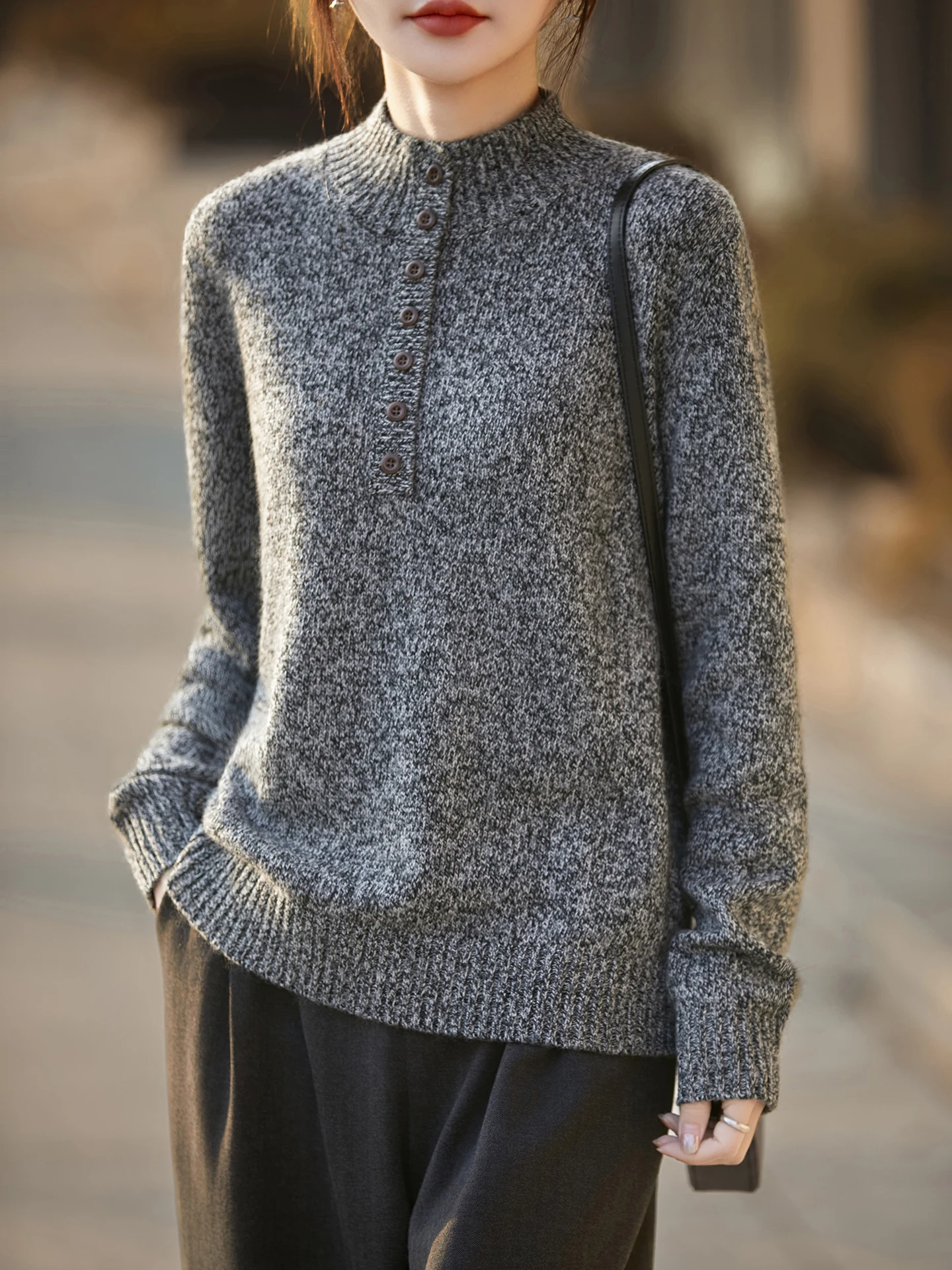 New Women's 30% Merino Wool Sweater Thick Autumn Winter Knitwear Loose Pullover Lady Blouse Long Sleeve Clothes Tops Soft Jersey view 5