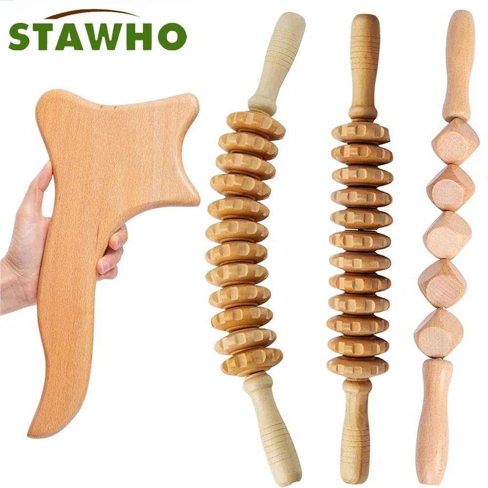 

Wood Therapy Massage Tools,Lymphatic Drainage Massager,Maderoterapia Kit for Body Shaping,Wooden Massage Roller,Anti-Cellulite