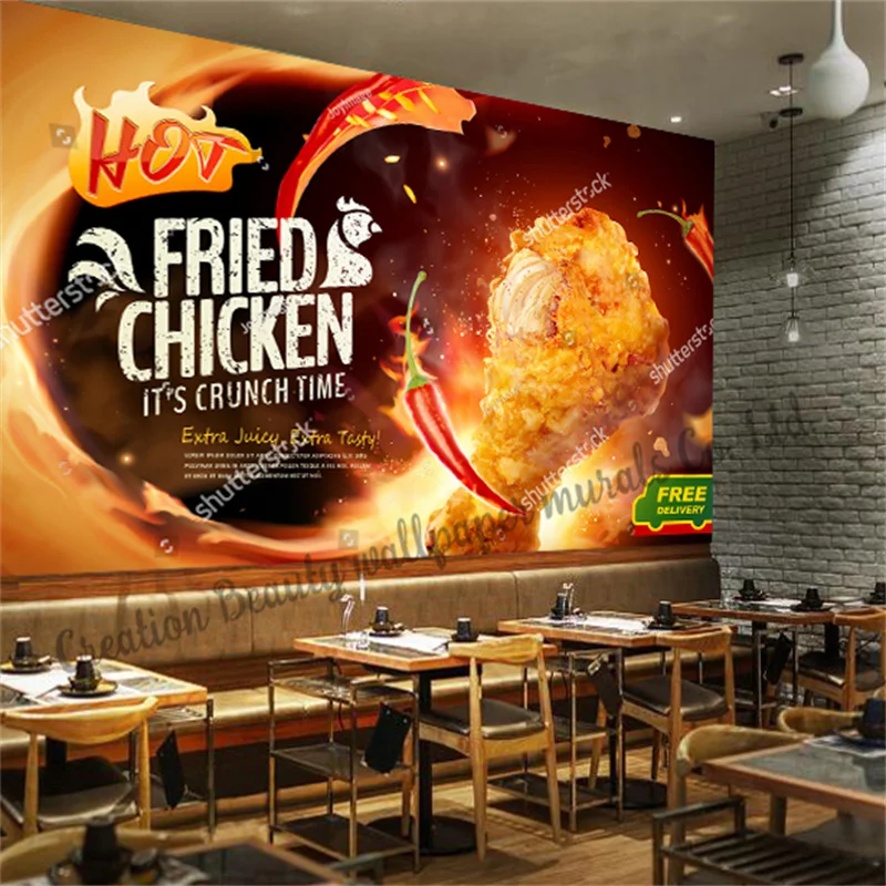 

Wallpaper Spicy Fried Chicken Mural Industrial Decor Fast Food Restaurant Snack Bar Background Wall Papel De Parede Papel Tapiz