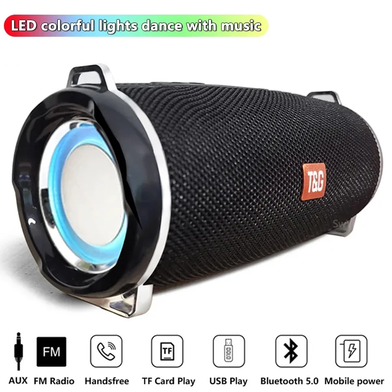 LED Light Portable Bluetooth Speaker Outdoor Radio Audio Wireless Column HiFi Sound System Subwoofer Soundbar caixa de som FM TF