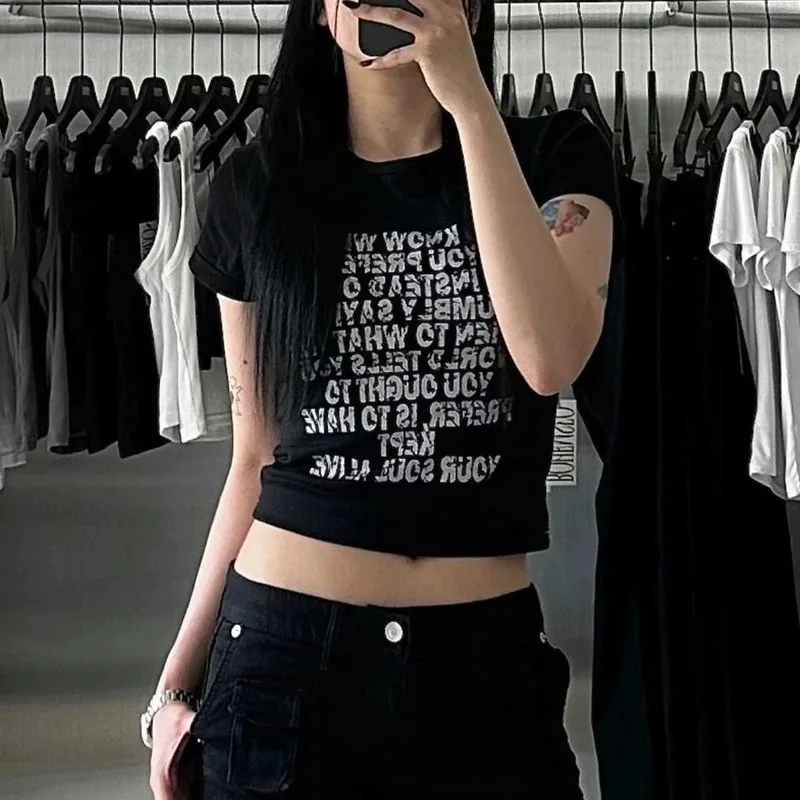 2024 nowy Trend koreański 100% bawełniany T-shirt z krótkim rękawem klasyczny napis nadruk luźna para swobodnie oddychająca Top z krótkim rękawem