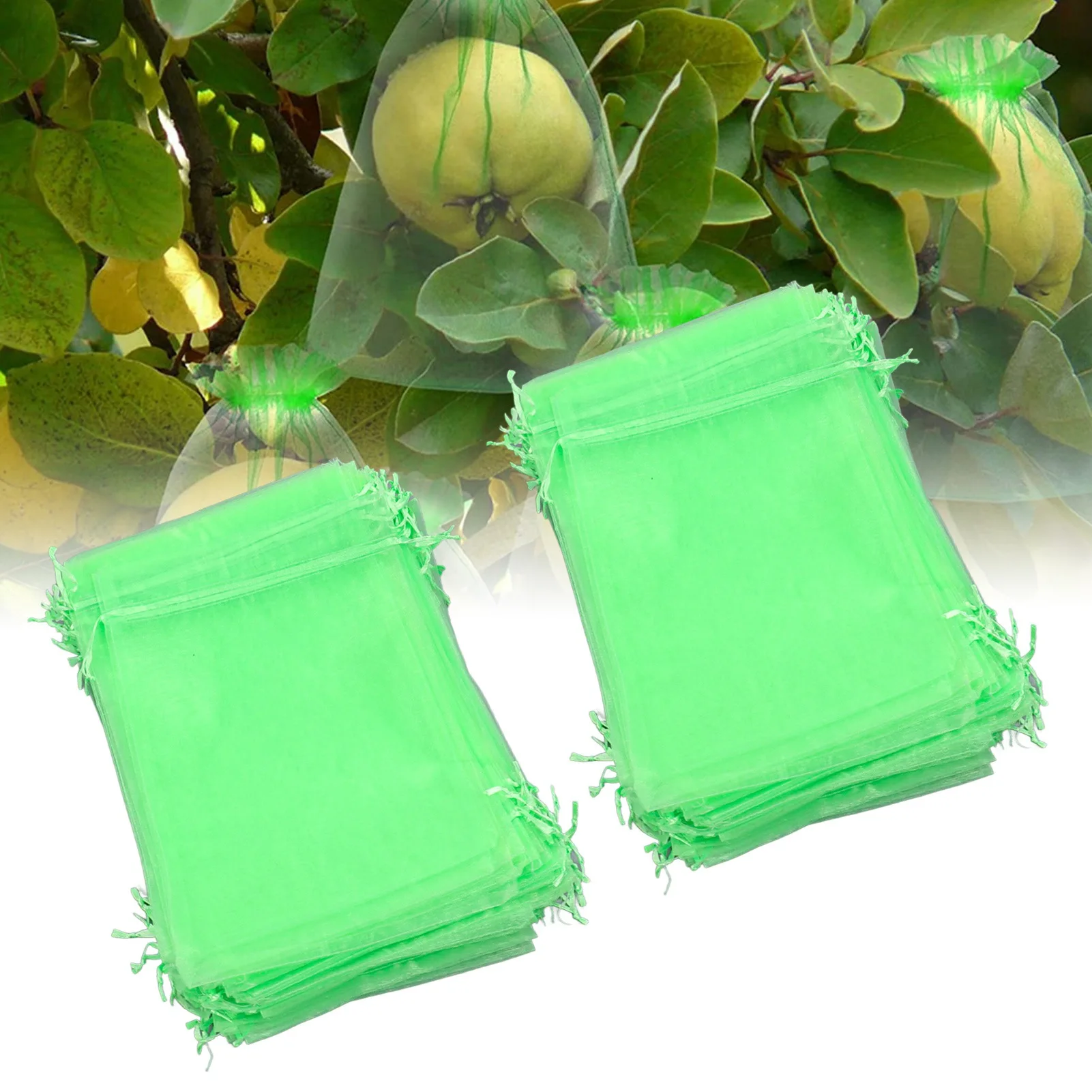 Garden Mesh Barrier Bag Fruit  Netting Bag Reusable Garden Mesh Barrier Bag for Plant Flower Fruit Trees Green