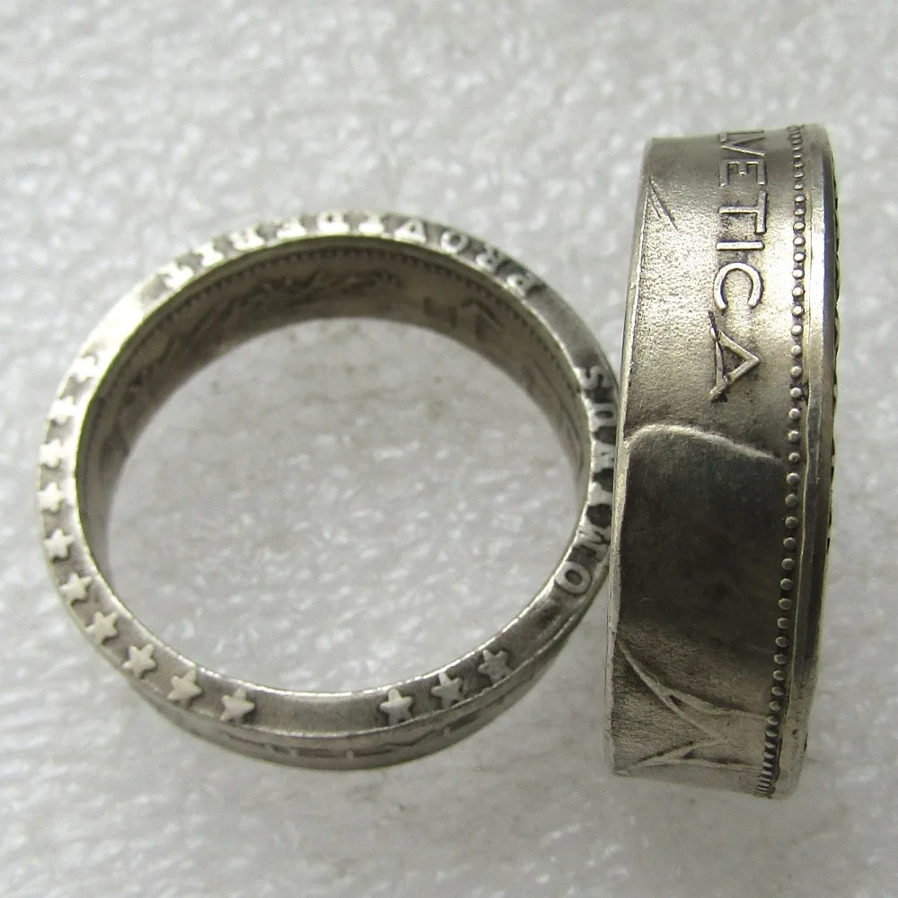 Switzerland (Confederation) Silver 5 Francs (5 Franken) Ring copper-nickel alloy Coin Ring Handmade In Sizes 8-16