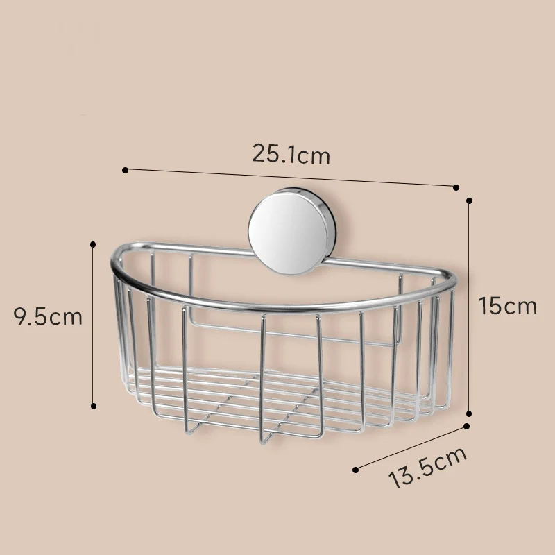 

*Suction Cup No Drill Stainless Steel Storage Rack Bathroom Hollow Organizer Shelf Washbasin Bathroom Shelf