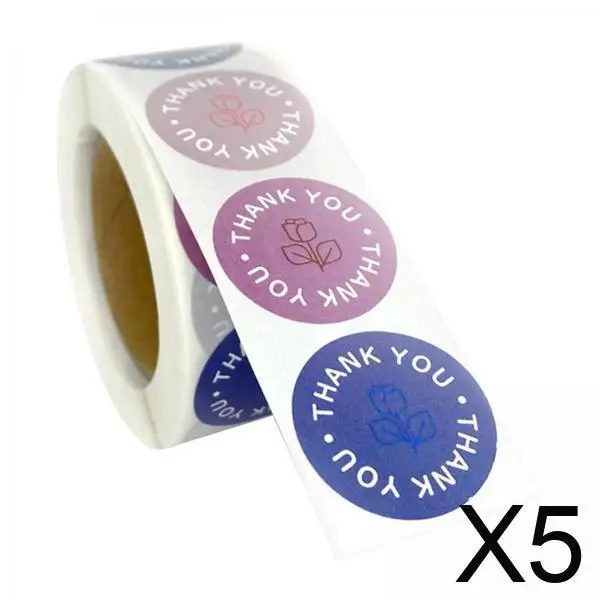 

5x 500pcs/Roll Thank You Stickers Seals Label for Baby Boys Girls Bridal Showers Wedding Graduation And Business