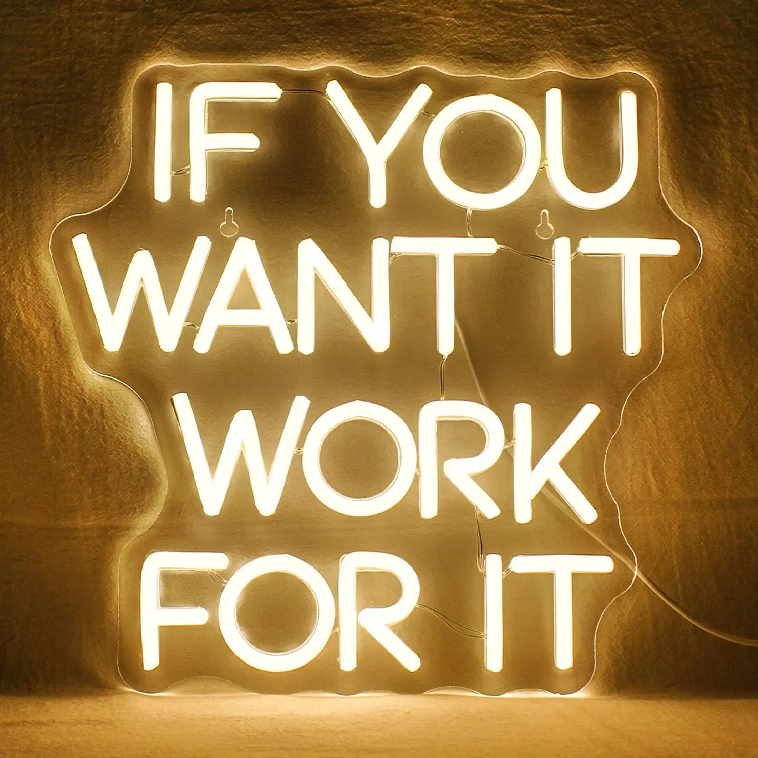 If You Want It Work For It Neon Sign Adjustable Brightness for Wall Decor Connectivity Via USB Licked Neon Light for Bedroom Hom