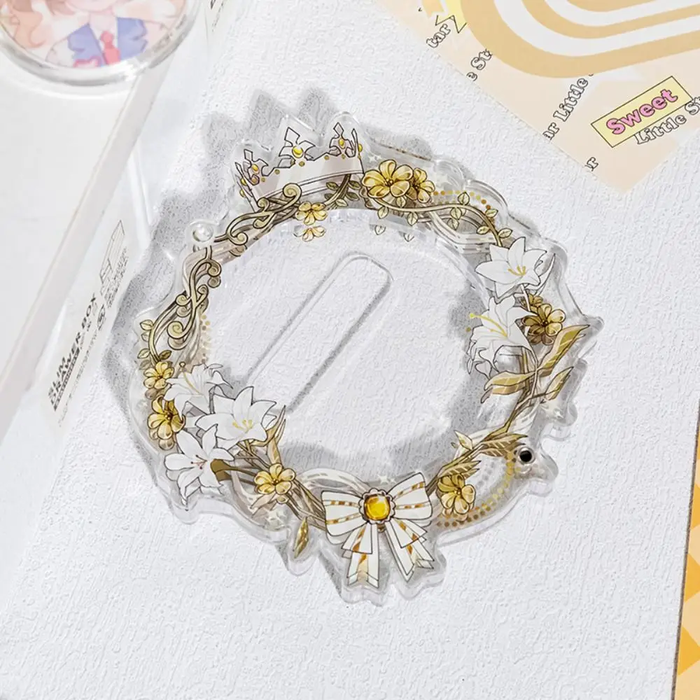 Badge Protector Anime Badge Holder Clear Creative Acrylic Badge Flower Transparent with Chain Pins Display Base Backpack Decor