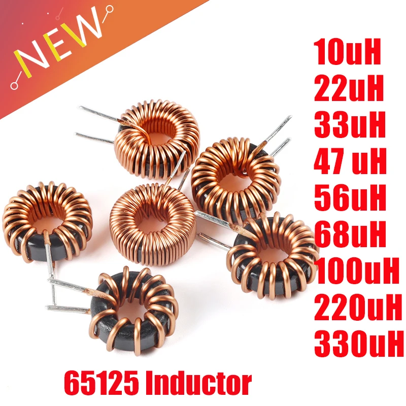 

5Pcs Toroid core Inductors 65125 Winding Magnetic Inductance 22uH 33uH 470uH Inductor Iron Gauge Aluminum Magnetic Ring Coil