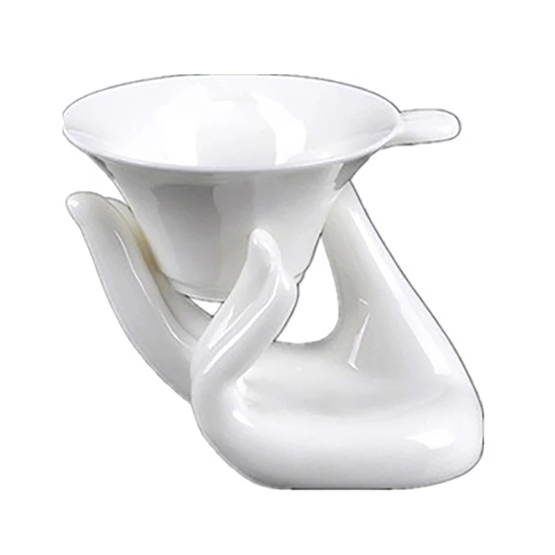Hand Rest Shelf Decoration Ceramic Hand Shaped Boiled Egg Cup Holder Leak Ceramic Guanyin Hand Rest Egg placement tool