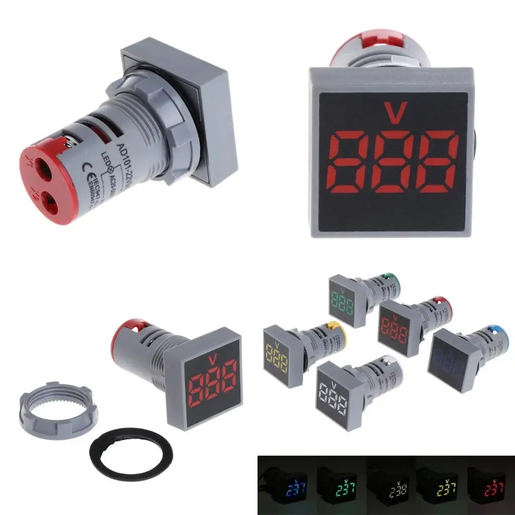 

22MM AC 12-500V Mini Voltmeter Square Panel LED Digital Meter Electronic Components Impact Resistance high quality