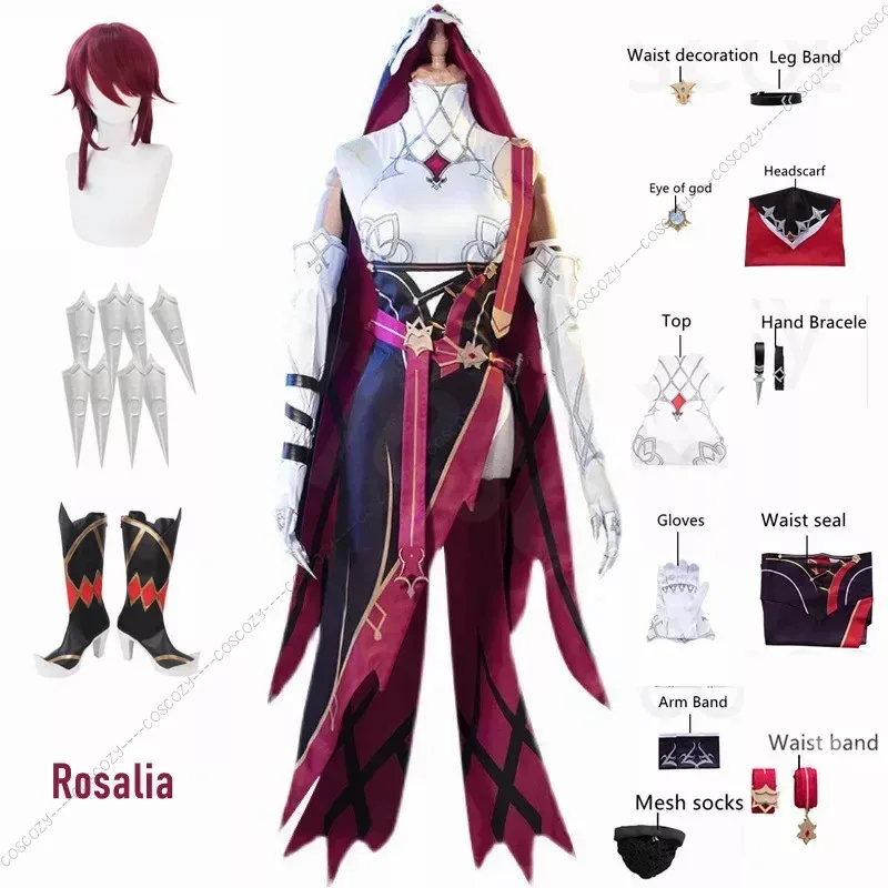 

Genshin Impact Rosaria Cosplay Costume Sexy Unisex Game Role Playing Clothing Full Sets Red Wig Shoes Nun Uniform Rosalia Dress