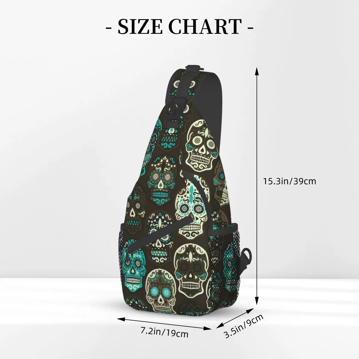 Bolso cruzado gótico Hipster Death Skull, bandolera de pecho impresa, mochila de hombro, mochila de día para senderismo, viaje, bolsa de libros