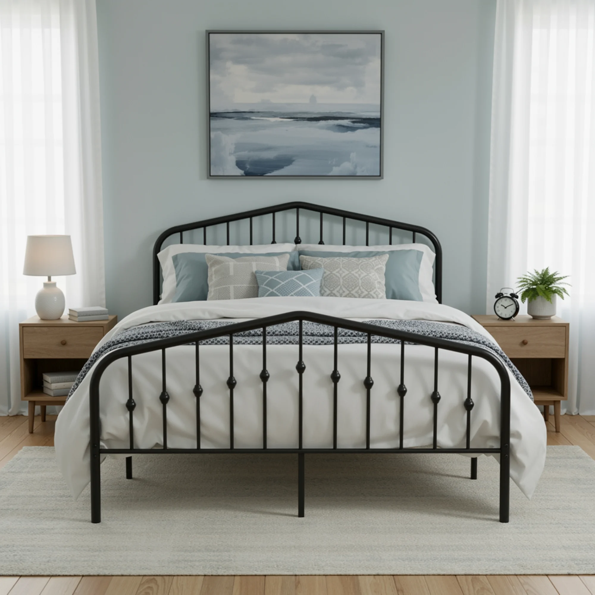 

HOOMIC 14" Metal Platform Bed Frame with Victorian-Style Headboard & Footboard, Heavy-Duty Wrought Iron, No Box Spring Needed