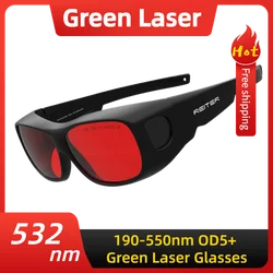 190-550nm OD 5+ 532nm Professional Green Laser Safety Glasses Red lenses Protective Goggles