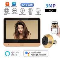 Gold Color Secuirty Home Digital Door Peepholes with Camera Tuya Smart 1080P 2.4G WIFI Door Viewer Built in Mic
