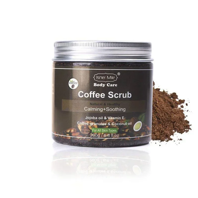 Exfoliante corporal de café de 200g, crema Facial de sal del Mar Muerto para blanquear, hidratante, tratamiento anticelulítico y acné