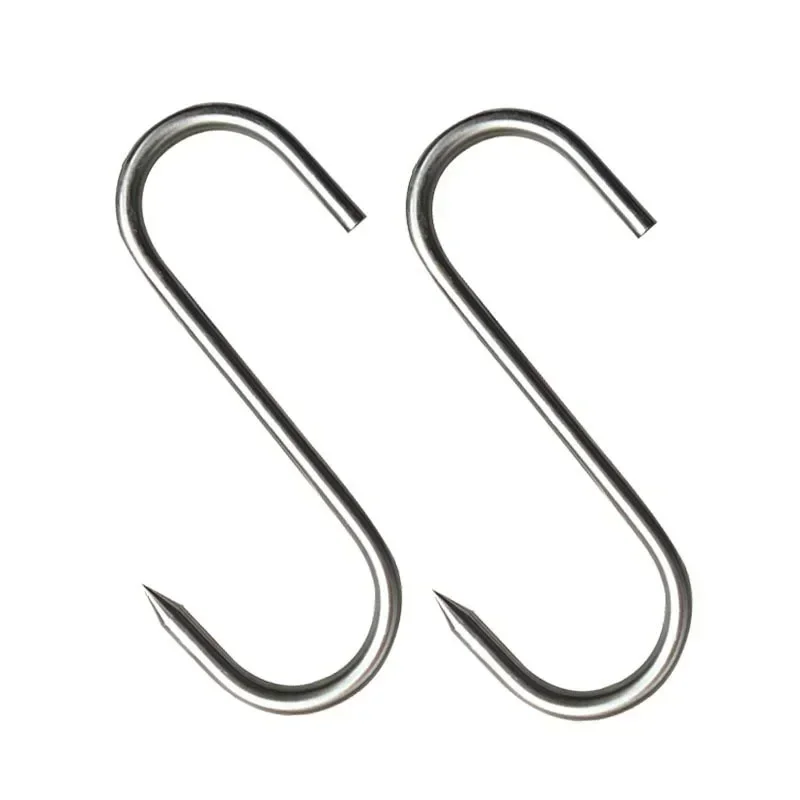 Popular Sharp Tip S Shaped Hooks, Stainless Steel Hanging Hooks for Meat, Utensils, Kitchen Baking and Butcher Shop Use
