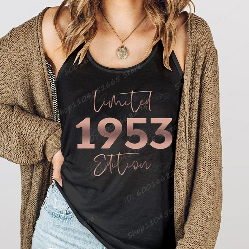 

Sweat Vest For Women Birthday Gifts Vest Limited 1953 Edition Graphic Sleeveless Tees Retro Vintage 1950-1959 Print Camisole