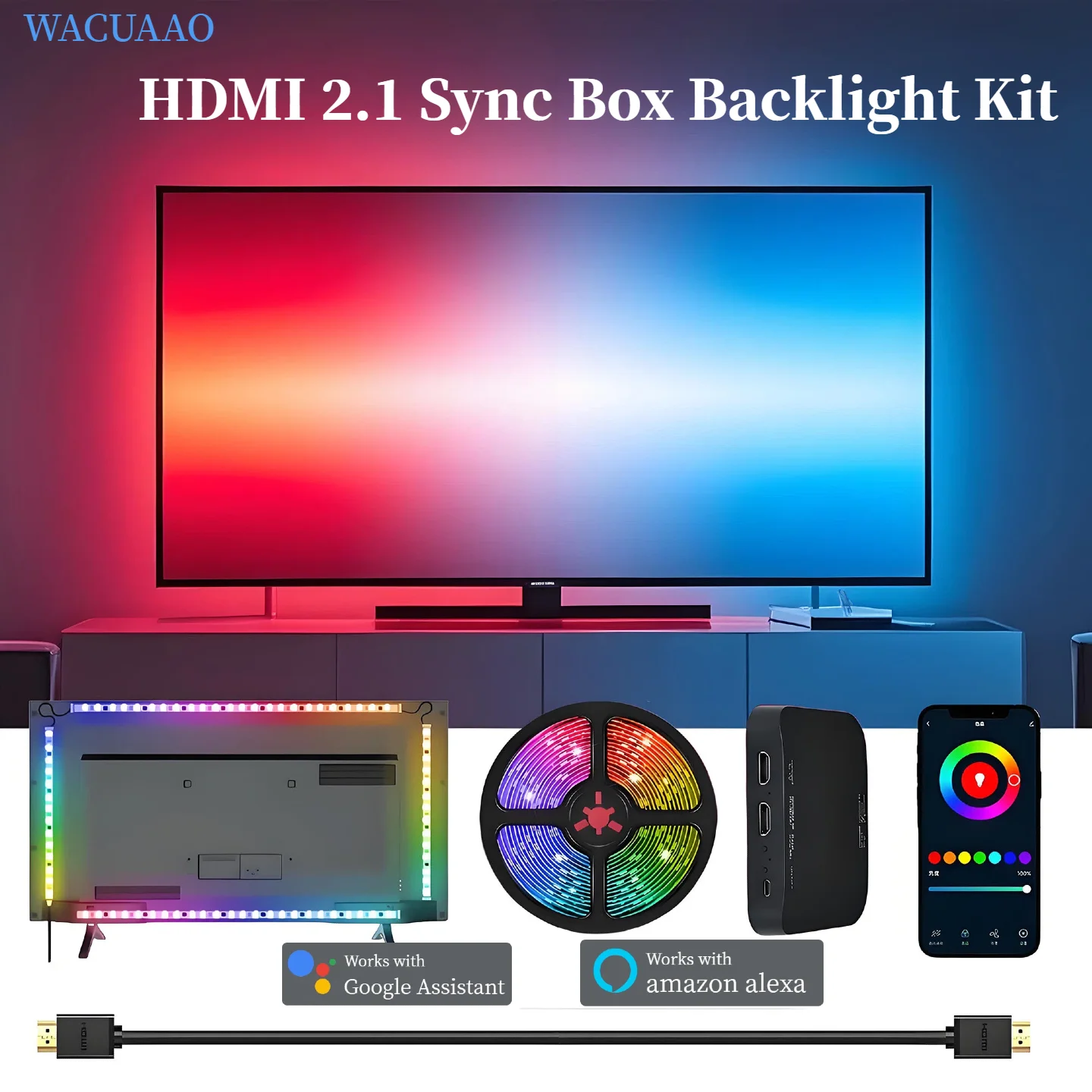 wacuaao-kit-di-retroilluminazione-hdmi-21-tv-sync-box-per-home-theater-immersivo-4k-120hz-rgbic-per-tv-da-40-85-pollici-ps5-xbox-dolby-vision