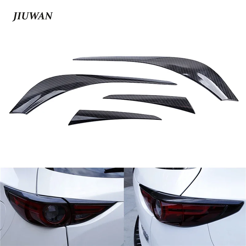 

1 Set Black Carbon Pattern Rear Tail Light Lamp Cover Trim Strip Car Exterior Decoration Accessories For Mazda CX-5 17-19