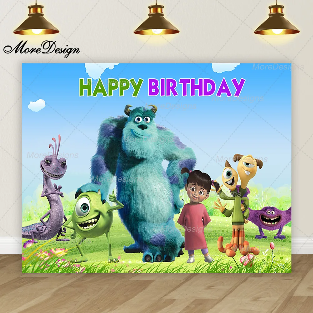 Disney Monsters Universiteit Achtergrond Kids Verjaardagsfeestje Decor Vinyl Polyester Fotografie Achtergrond Baby Shower Banner