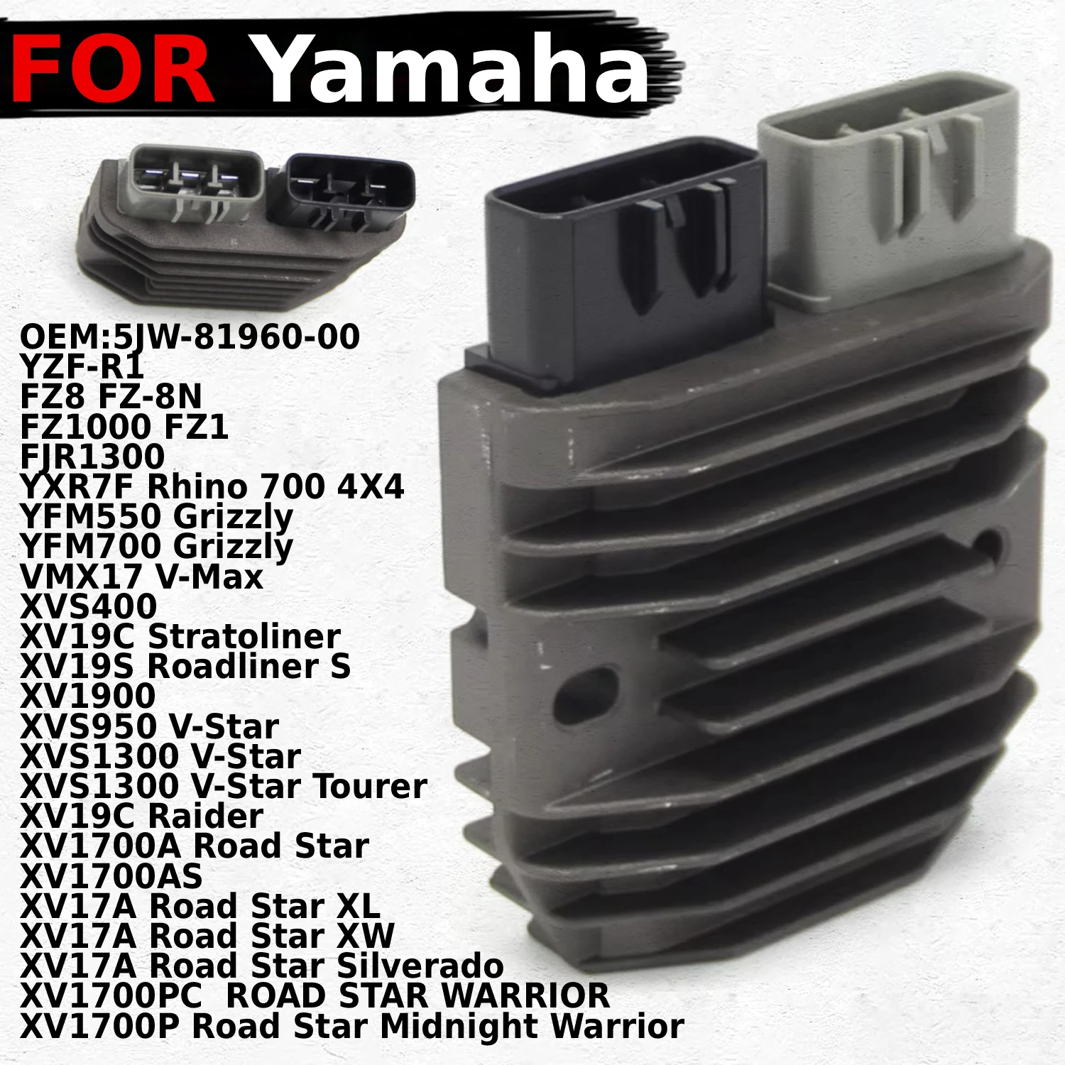 

OEM:5JW-81960-00 Motorcycle 12V Voltage Regulator Rectifier Parts For Yamaha YZF-R1 FZ1000 FZ1 VMX17 V-Max XV1700AS FZ8 FZ-8N