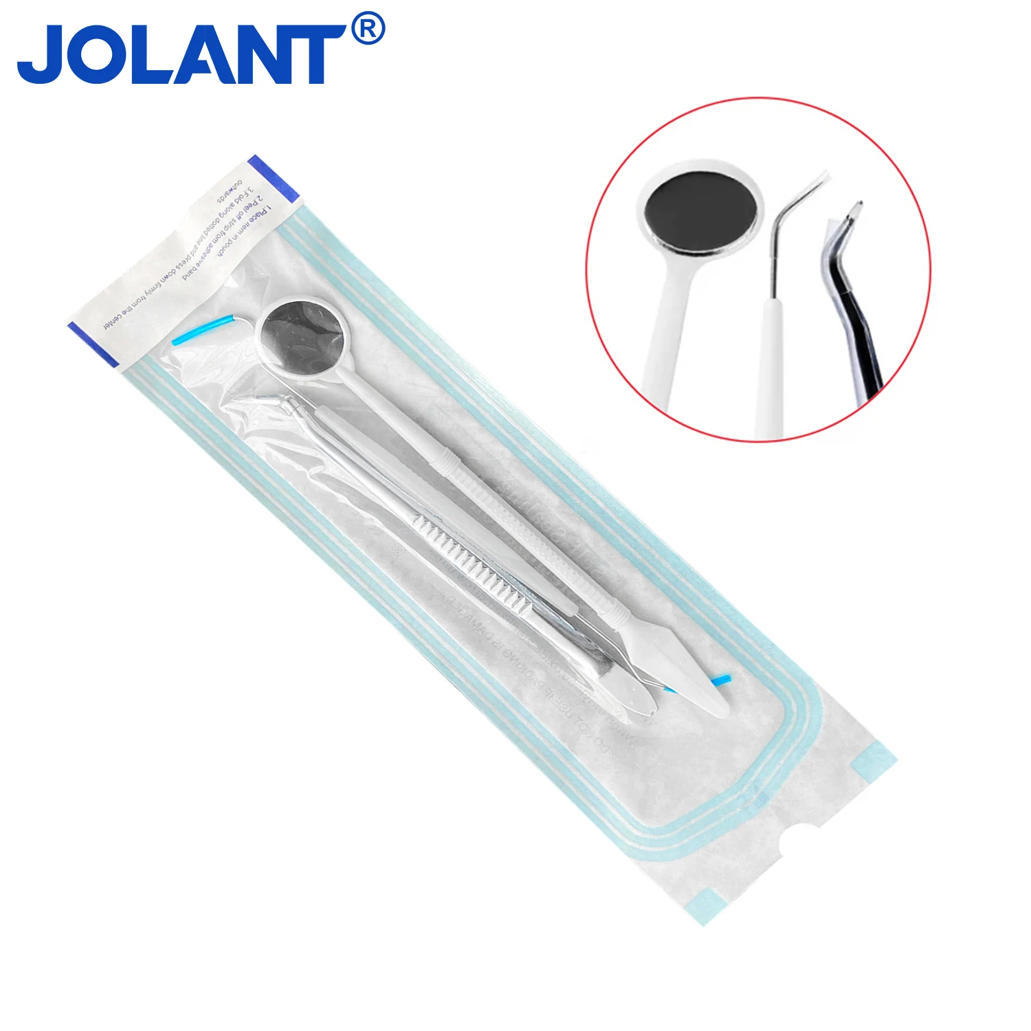 JOLANT 3pcs/Kit Dental Oral Mirror Plier Explorer Forceps Probe Kit Disposable Instruments Dental Consumables Single Use