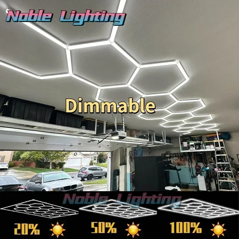 Garage Lamp Dimmable Cutomized Honeycomb LED Car Detailing Barber Ceiling Light Hexagon Garage Light for 4S Showroom Customized