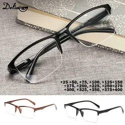 Men Women Black Resin Reading Glasses 1.75 Half Frame Portable Ultralight Magnifying Presbyopic Hyperopia Glasses Square 1.5 2.0