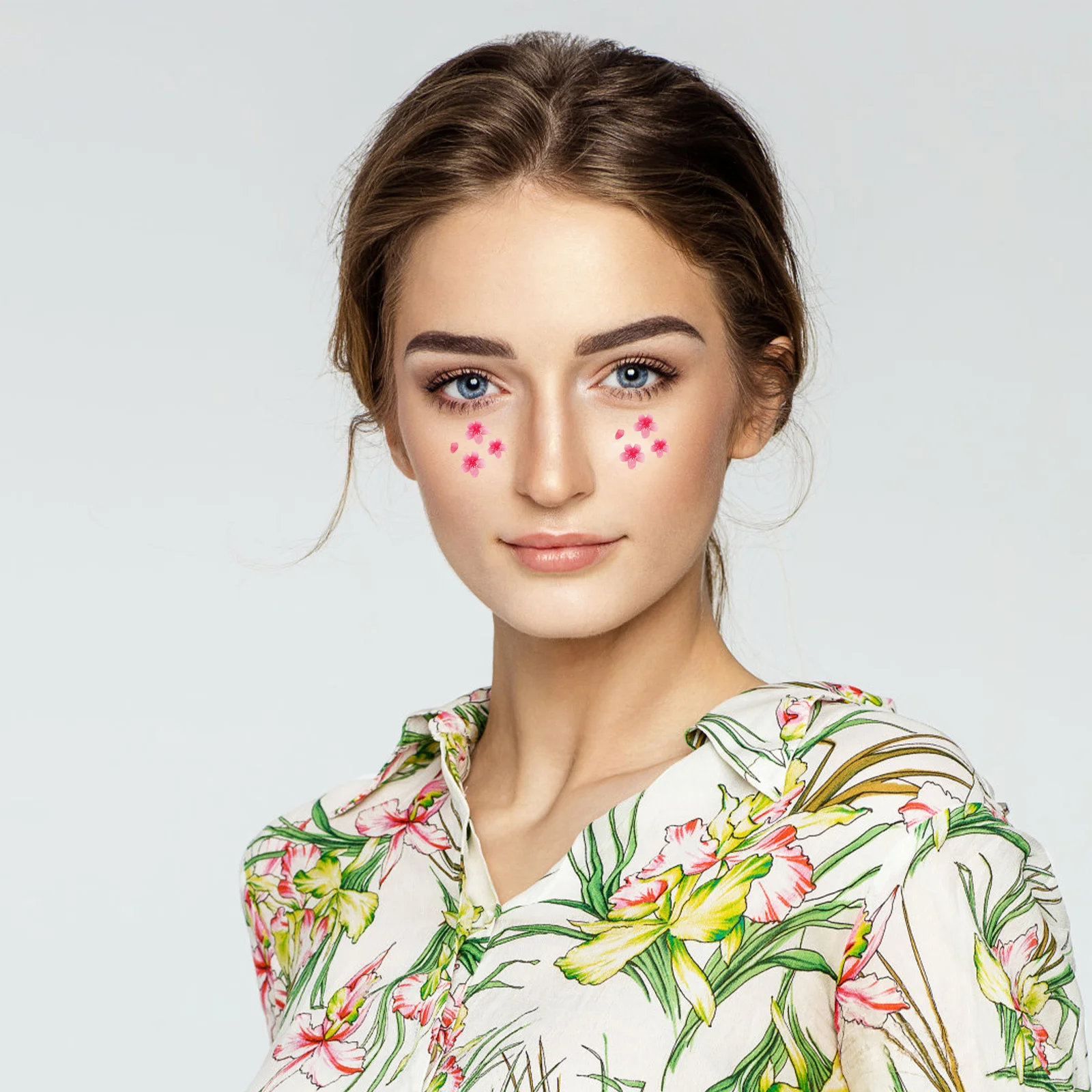 

1 Sheet Flower Stickers for Face Cherry Blossom Themed Facial Decoration Easy to Use Adhesive Makeup Labels for Events