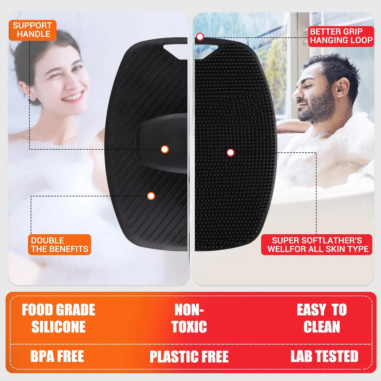 Zachte siliconen exfoliërende borstel Wrijf rugborstel Lichaamsreiniging Scrubber Borstel Douche Zachte massage Badborstel Badbenodigdheden