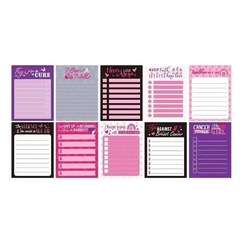 10 Pieces Pink Ribbon Theme Post Notes Sticky Notes Self-Adhesive Memo Note Pads