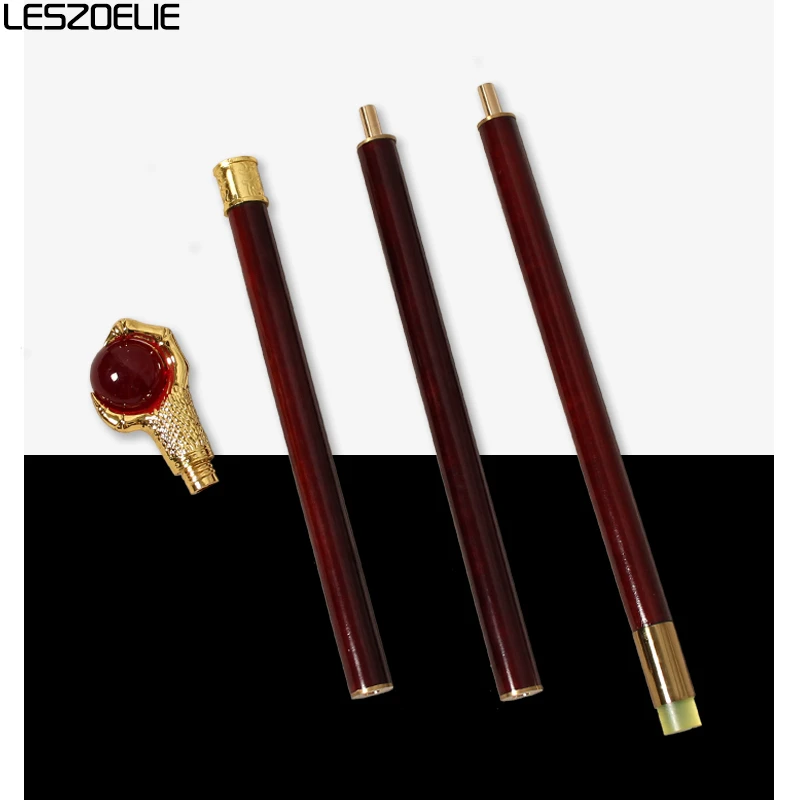 104cm Gold Dragon Claw With Red Crystal Ball Stick Men 3-Pieces Wooden Walking Stick Women Fashionable Walking Canes