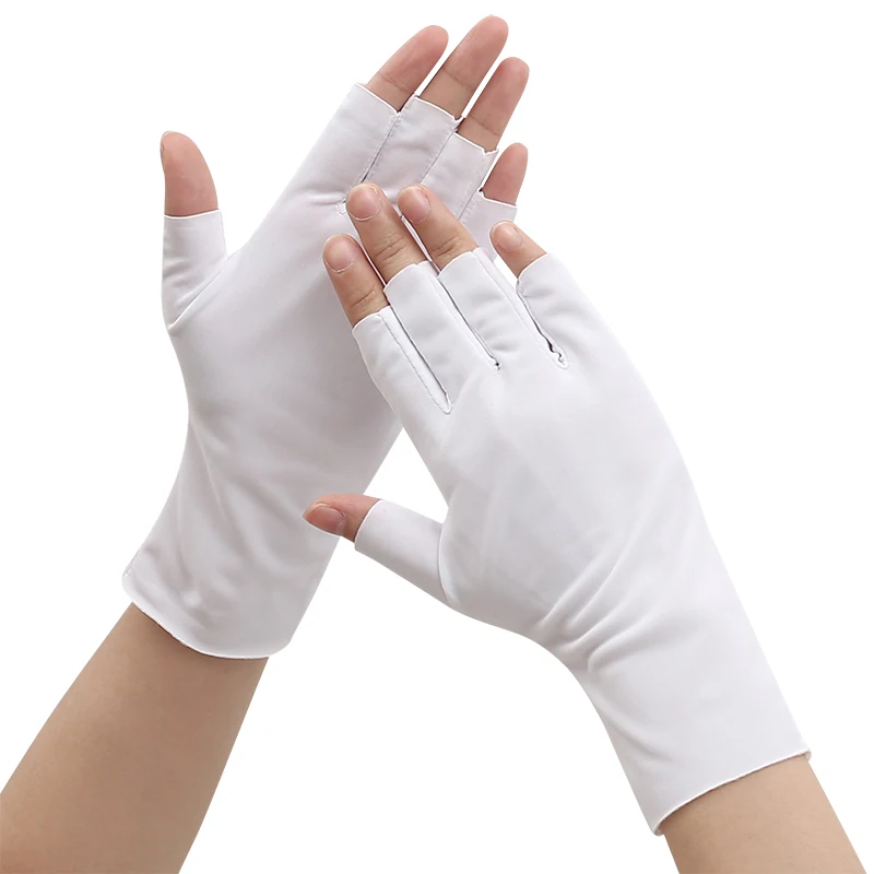 Guantes de medio dedo para hombre y mujer, protector solar de seda de hielo, para conducir, motocicleta, sección delgada, sección corta de dedos divididos