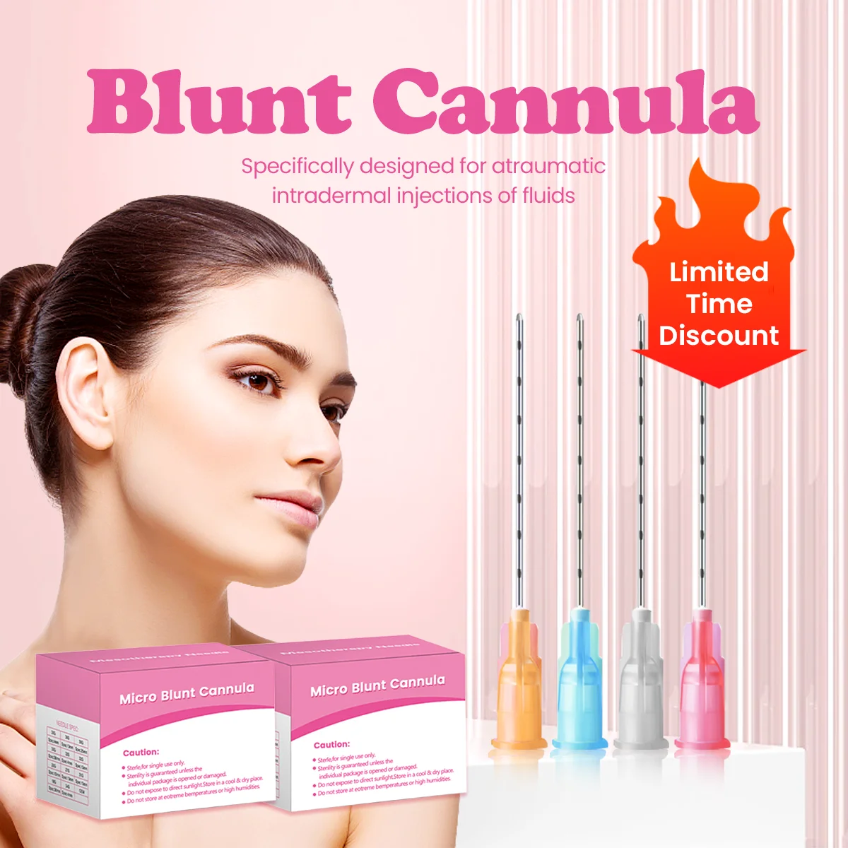 Microcánula roma 21G 22G 23G 25G 27G 50mm 70mm 38mm microcánulas desechables de alta calidad cánula de punta de agujas roma