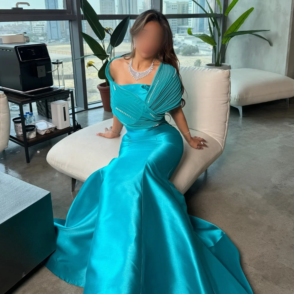 

Customized Fashion Sizes Available Pearl Pleat Ruched Mermaid Off-the-shoulder Long Dresses Bespoke Occasion Dresses Elegant