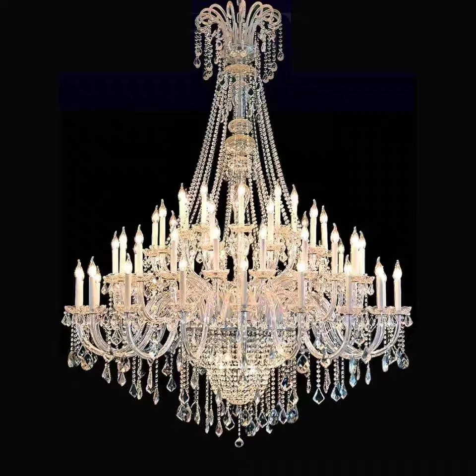 

European Crystal Chandelier Luxury Villa Living Room Light Modern LED Candle Duplex House Hotel Clubhouse Classic Elegant Design