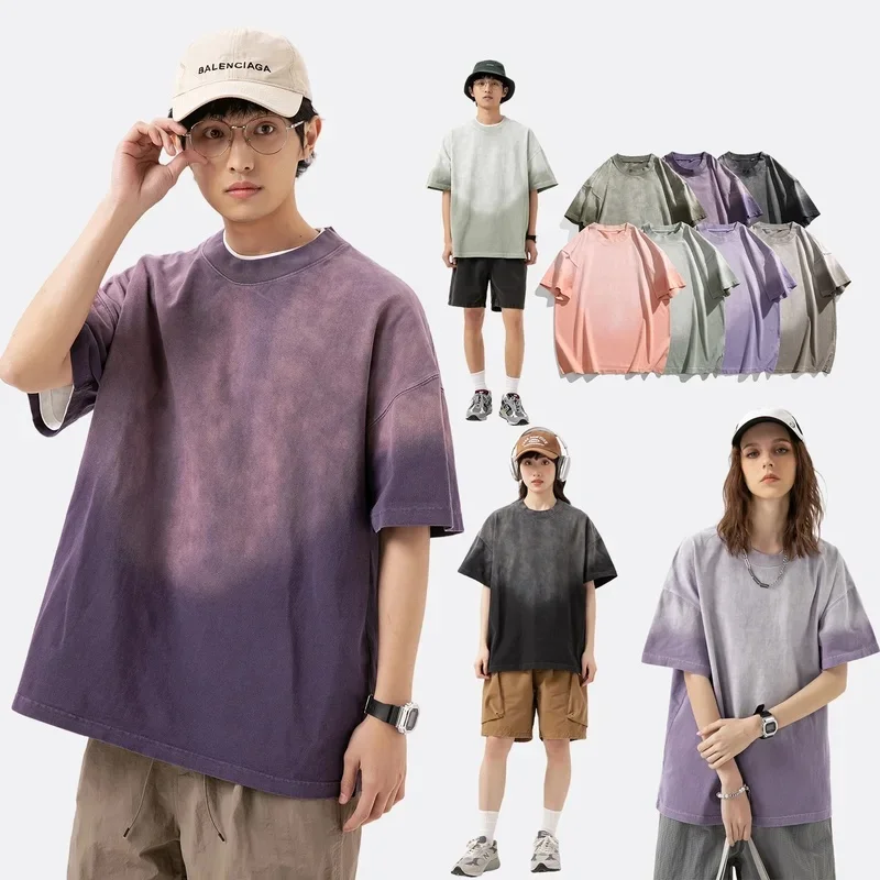 300g High Quality Cotton Tshirt Men Streetwear Fashion Hip Hop Oversize Loose Short Sleeve T-shirt Women Vintage T Shirt