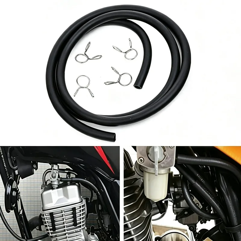 Universal Fuel Oil Hose Line Tube Flexible Leak-proof Corrosion Rubber Fuel Pipe with Clamps for Motorcycle Dirt Bike Off Road
