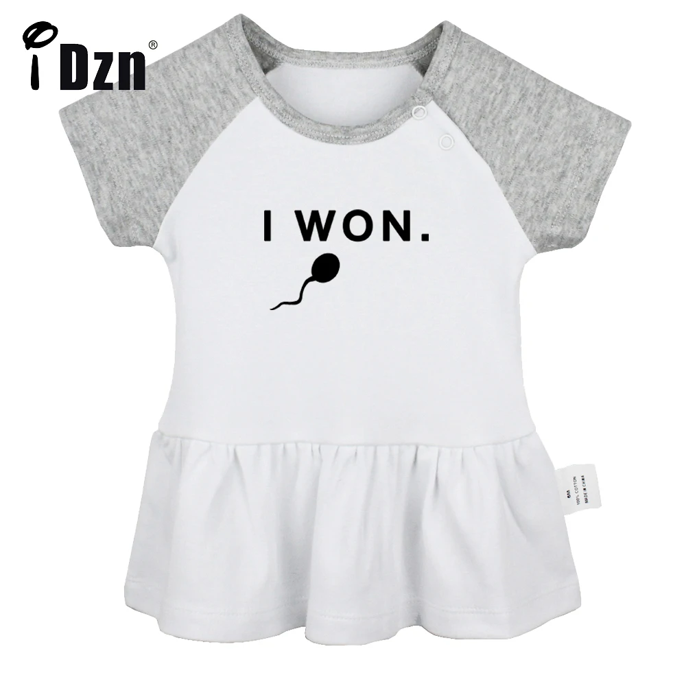 

iDzn Summer NEW I Won Baby Girls Cute Short Sleeve Dress Infant Pleated Dress Soft Cotton Dresses Clothes