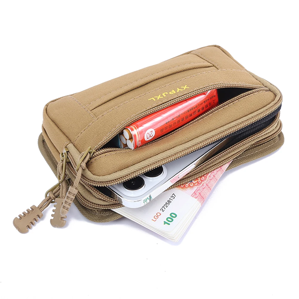 Men Fanny Pack Multi-Compartment Wallet Pouch Portable Mobile Phone Purse Canvas Hiking Cycling Travel Tools
