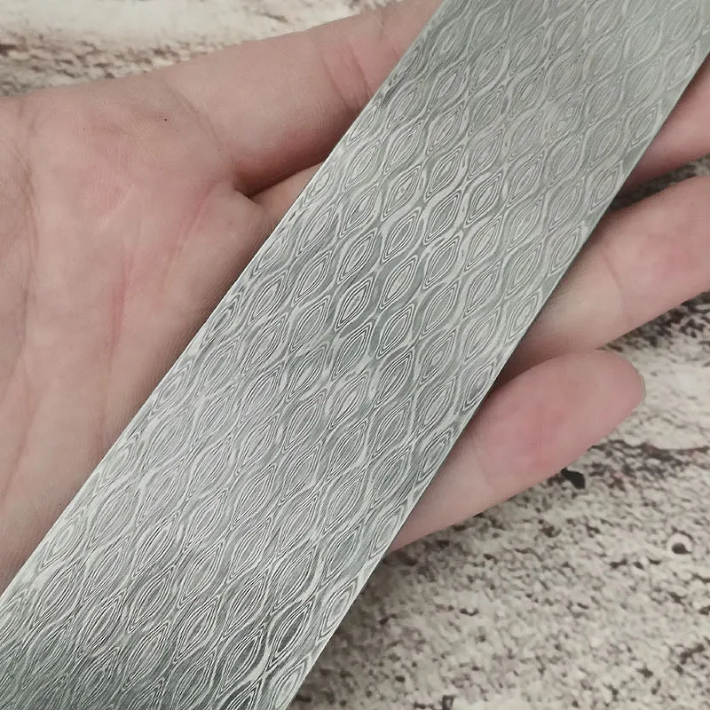 Outdoor Camping Fixed Blade Knife Folding Blanks Quenched Damascus Steel Plate Thousand Feather Pattern Billets Bar 220x30x3mm