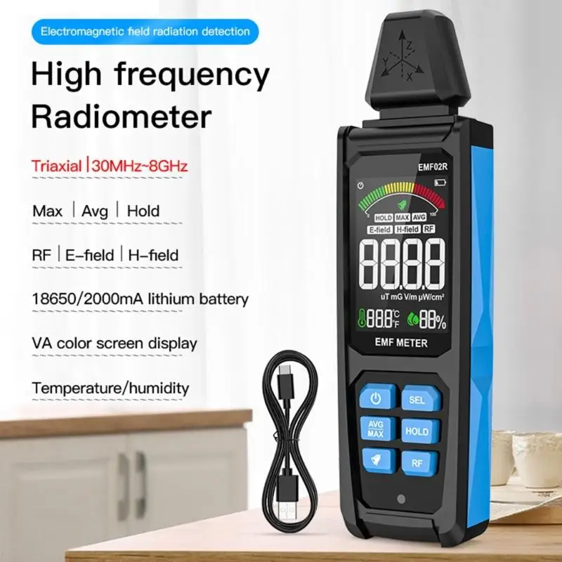 0XXA Upgraded Radiation Convenient EMF Meter Clear Display Radiation Radiation Test for Radiation Monitoring