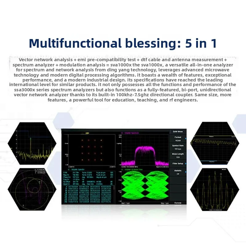 Analizzatore di spettro SVA1015X/1032X/1075X Analizzatore di rete vettoriale ad alta precisione da 1,5 GHz