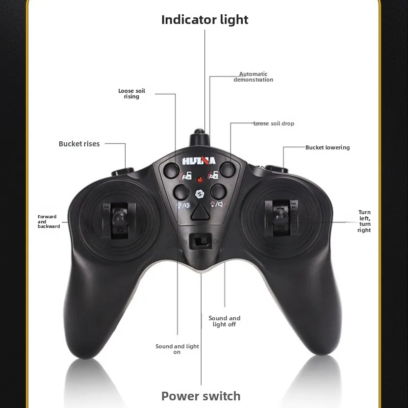HUINA 1554 1/16 2.4G جرافة التحكم عن بعد قوة قوية محاكاة النمذجة الإضاءة تأثير الصوت طفل الكبار لعبة الهندسة